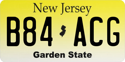 NJ license plate B84ACG
