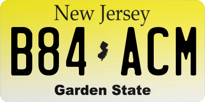 NJ license plate B84ACM