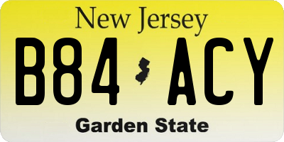 NJ license plate B84ACY