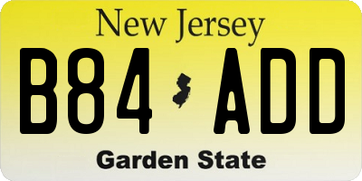 NJ license plate B84ADD