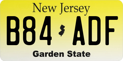 NJ license plate B84ADF