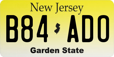 NJ license plate B84ADO