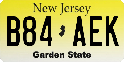 NJ license plate B84AEK