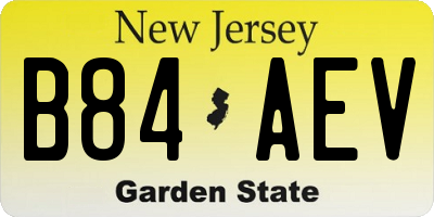 NJ license plate B84AEV