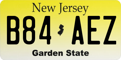 NJ license plate B84AEZ