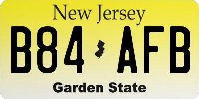NJ license plate B84AFB