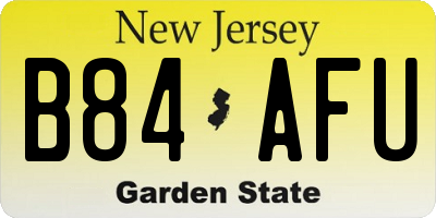 NJ license plate B84AFU