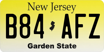 NJ license plate B84AFZ