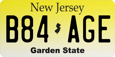 NJ license plate B84AGE