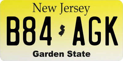 NJ license plate B84AGK