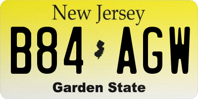 NJ license plate B84AGW