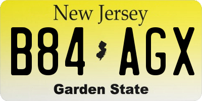 NJ license plate B84AGX