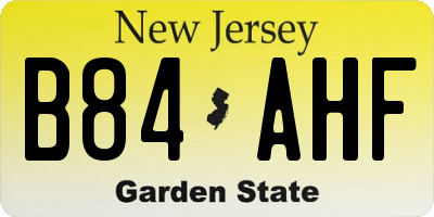 NJ license plate B84AHF