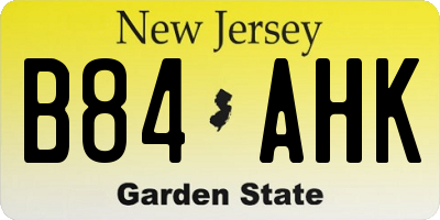 NJ license plate B84AHK