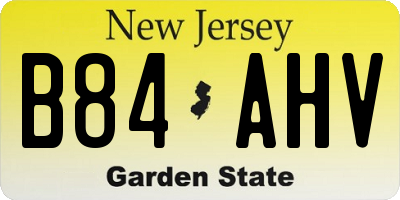 NJ license plate B84AHV