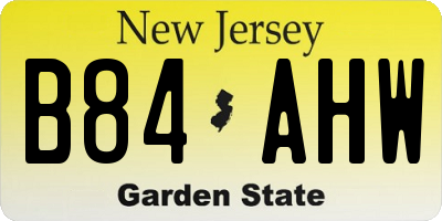 NJ license plate B84AHW
