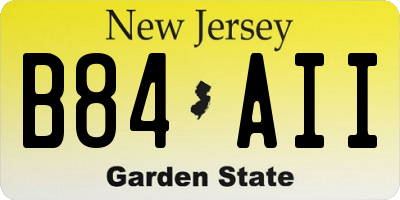 NJ license plate B84AII