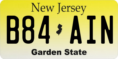 NJ license plate B84AIN