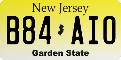 NJ license plate B84AIO
