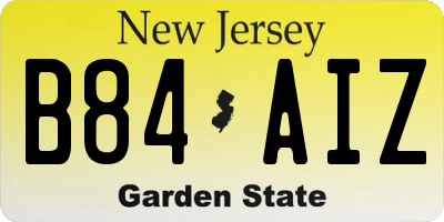 NJ license plate B84AIZ