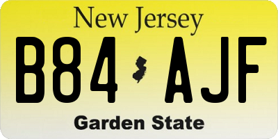 NJ license plate B84AJF
