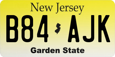 NJ license plate B84AJK
