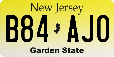 NJ license plate B84AJO