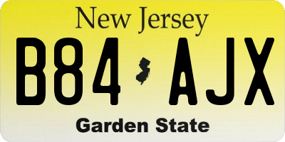 NJ license plate B84AJX