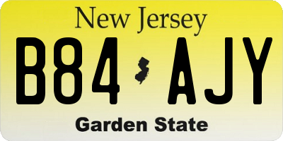 NJ license plate B84AJY