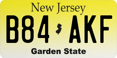 NJ license plate B84AKF