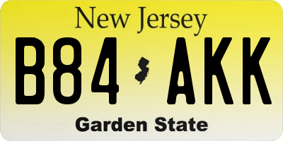 NJ license plate B84AKK