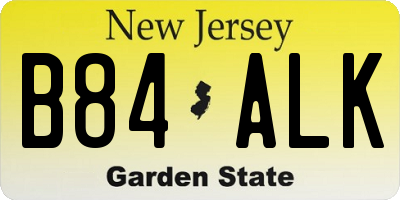 NJ license plate B84ALK