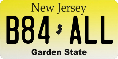 NJ license plate B84ALL