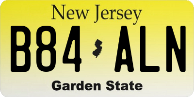 NJ license plate B84ALN