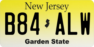 NJ license plate B84ALW