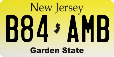 NJ license plate B84AMB