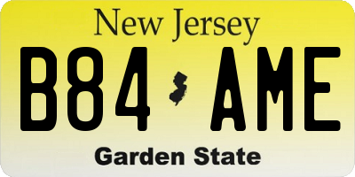 NJ license plate B84AME