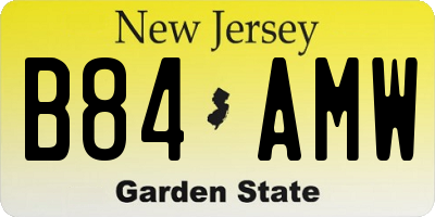 NJ license plate B84AMW