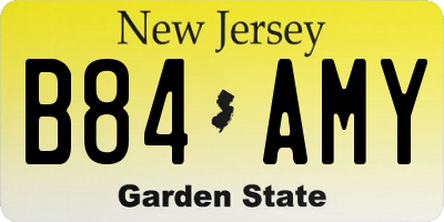 NJ license plate B84AMY