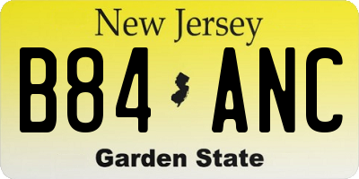 NJ license plate B84ANC