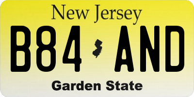 NJ license plate B84AND