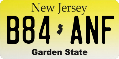 NJ license plate B84ANF
