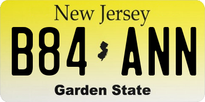 NJ license plate B84ANN