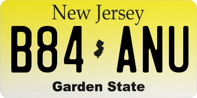 NJ license plate B84ANU