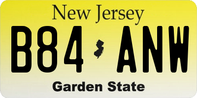 NJ license plate B84ANW