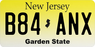 NJ license plate B84ANX