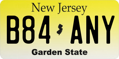 NJ license plate B84ANY