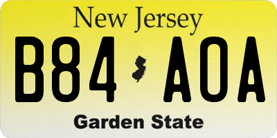 NJ license plate B84AOA