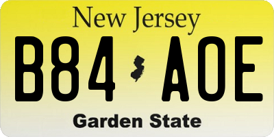 NJ license plate B84AOE
