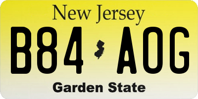 NJ license plate B84AOG